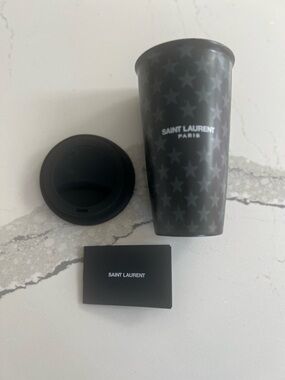 Saint Laurent Black Star-Print Travel Tumbler with Lid